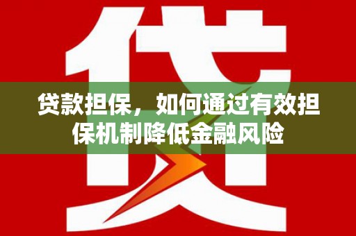 陵水贷款担保，如何通过有效担保机制降低金融风险