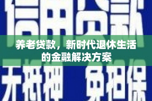 陵水养老贷款，新时代退休生活的金融解决方案